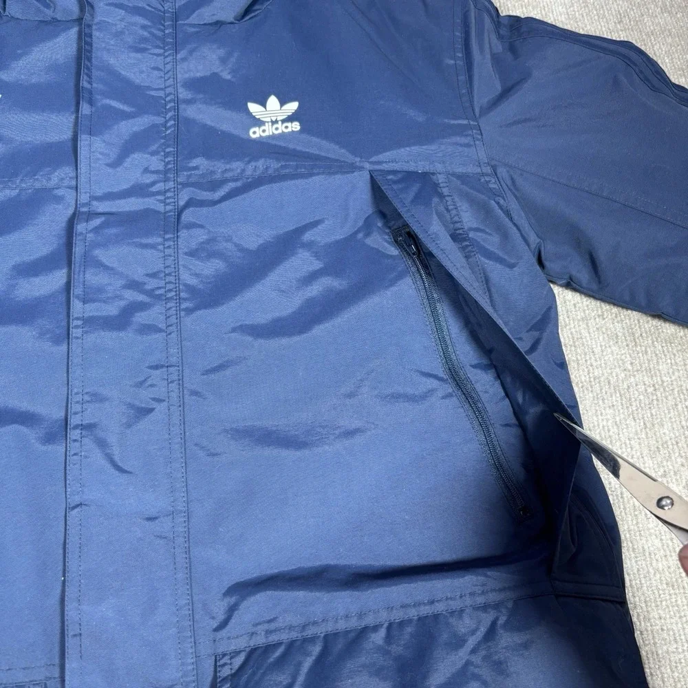 Adidas Columbus Blue Jackets Jacket Mens M Blue Padded Parka‎ Coat Logo New NWT